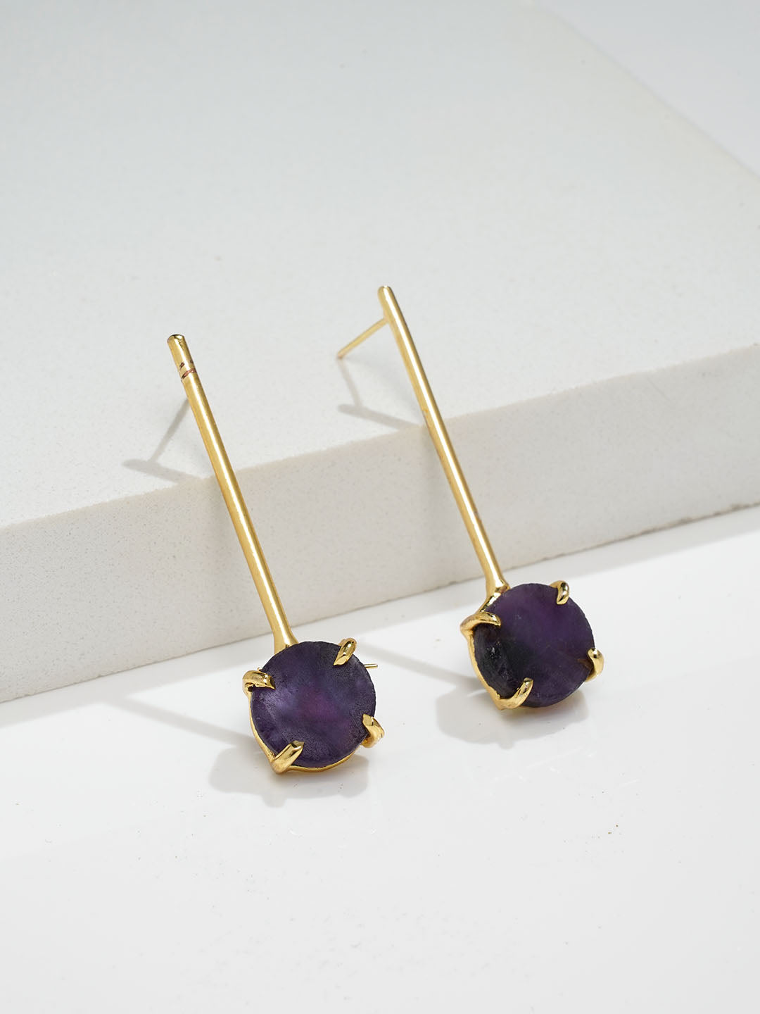Long Amethyst Crystal Earring