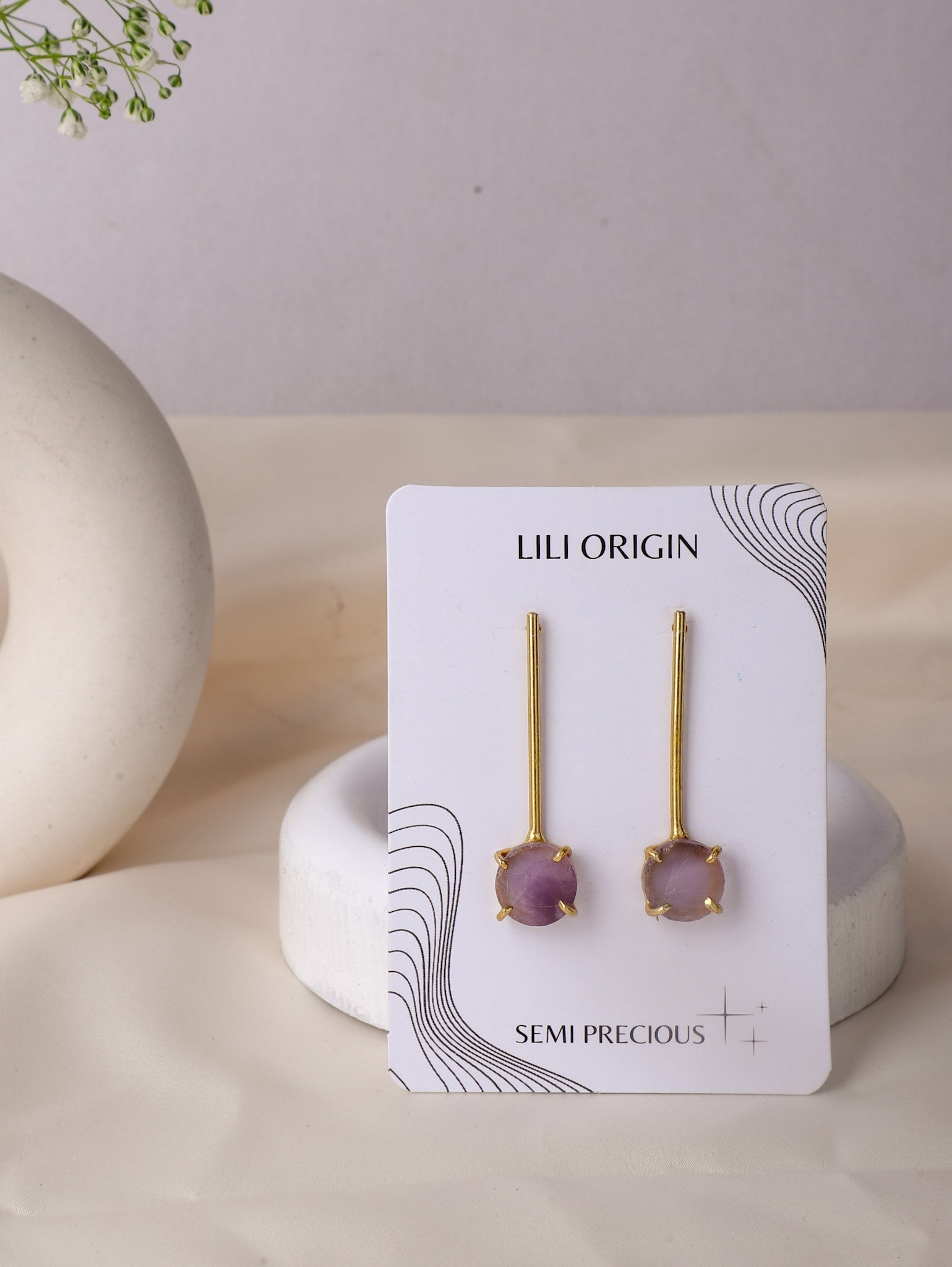 Long Amethyst Crystal Earring