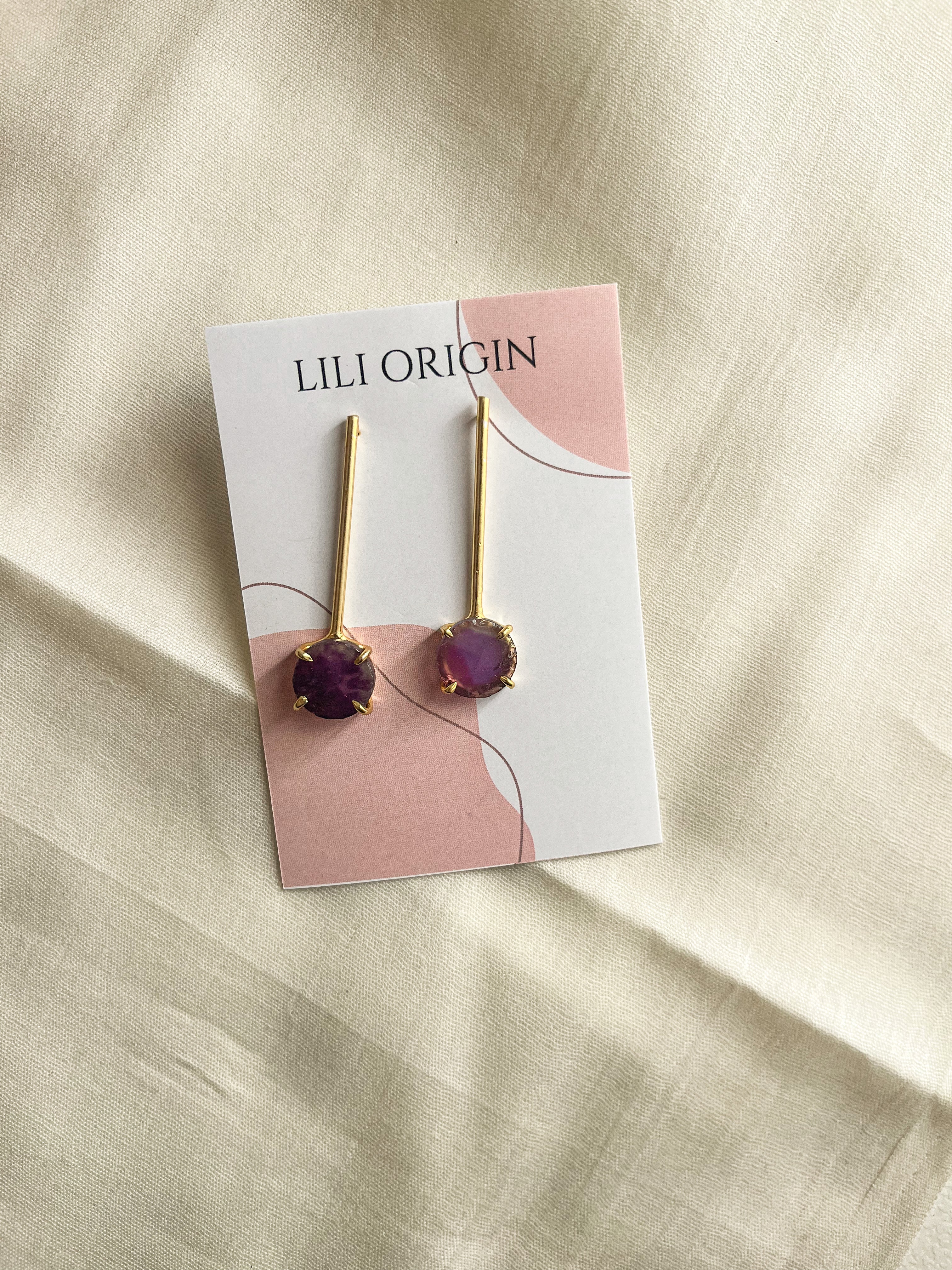 Long Amethyst Crystal Earring