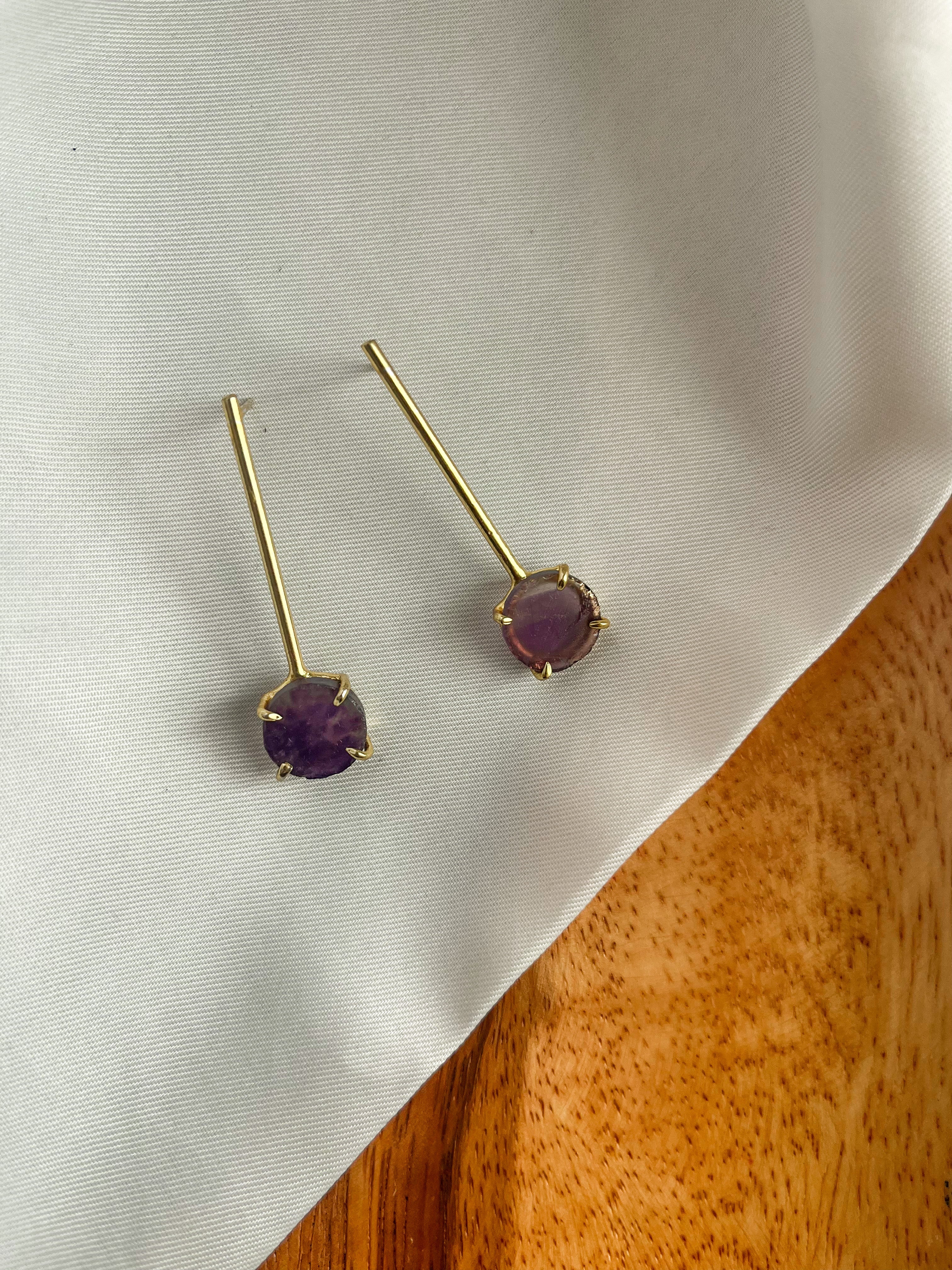 Long Amethyst Crystal Earring