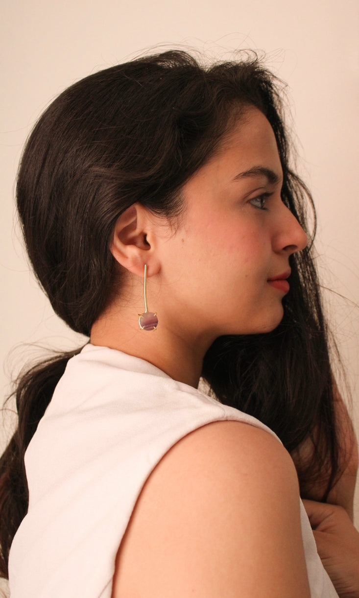 Long Amethyst Crystal Earring